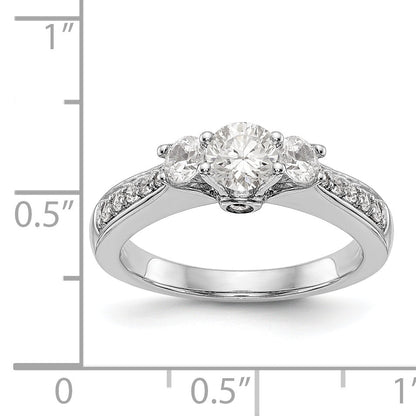 14K Weißgold Verlobungsring mit 3 simulierten Diamanten