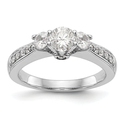 14K Weißgold Verlobungsring mit 3 simulierten Diamanten