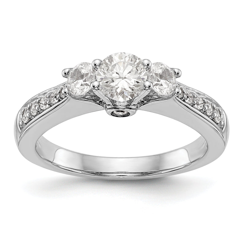 14K Weißgold Verlobungsring mit 3 simulierten Diamanten