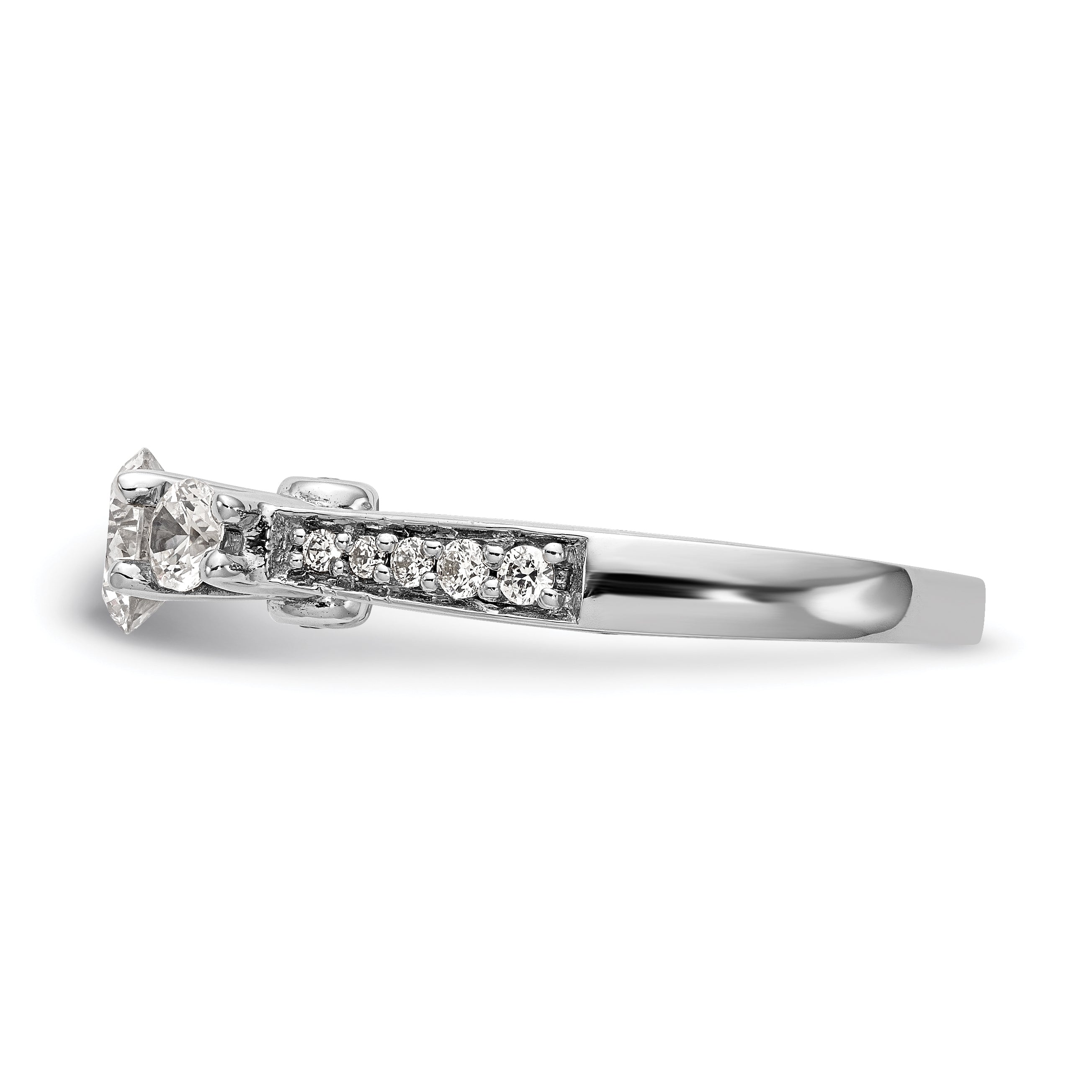 Verlobungsring aus 14K Weißgold mit 3 simulierten Diamanten