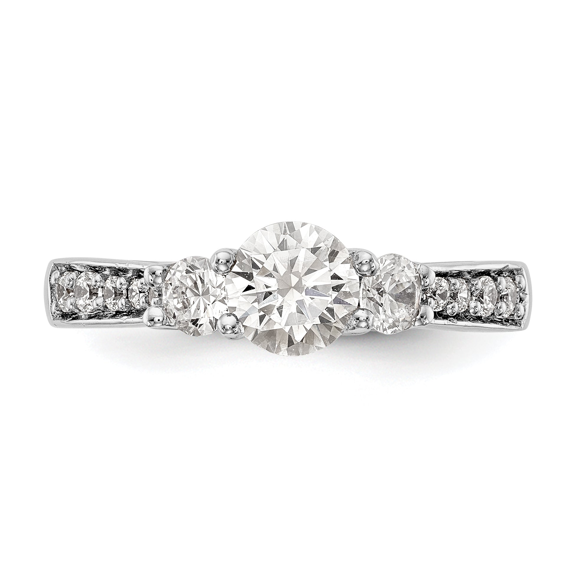 Verlobungsring aus 14K Weißgold mit 3 simulierten Diamanten