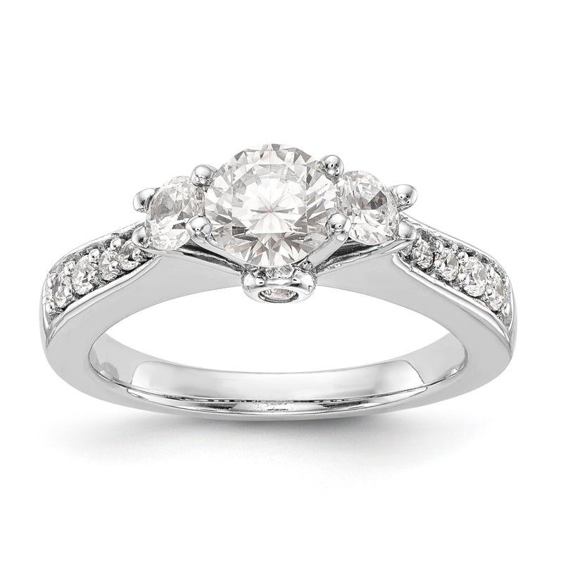 Verlobungsring aus 14K Weißgold mit 3 simulierten Diamanten