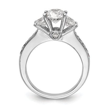 14K Weißgold Dreistein-Verlobungsring mit Diamantimitat
