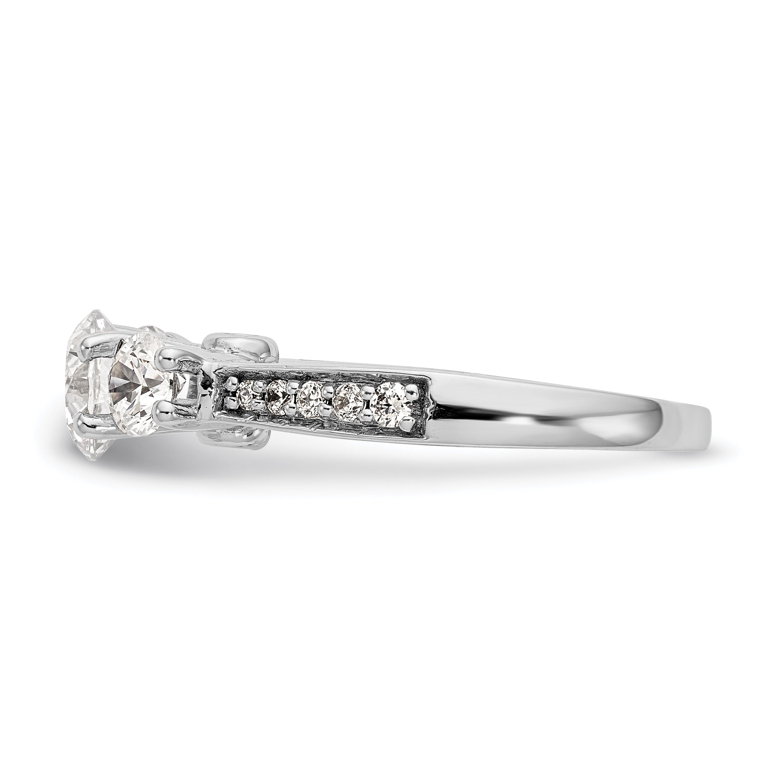 14K Weißgold Dreistein-Verlobungsring mit Diamantimitat