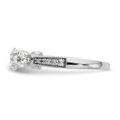 14K Weißgold Dreistein-Verlobungsring mit Diamantimitat
