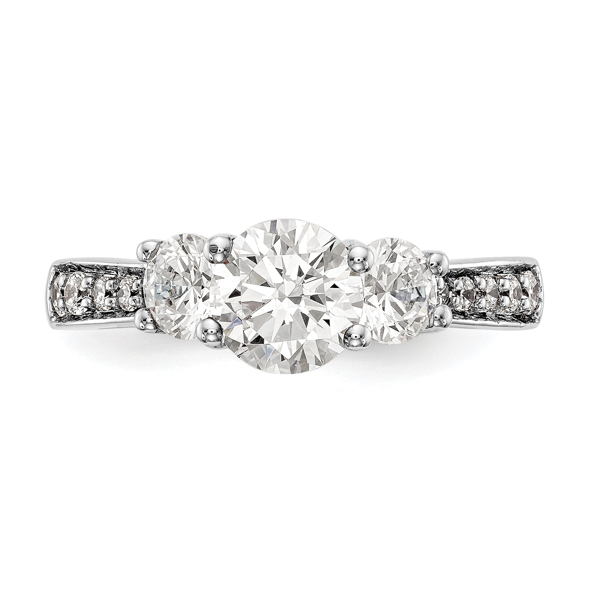 14K Weißgold Dreistein-Verlobungsring mit Diamantimitat