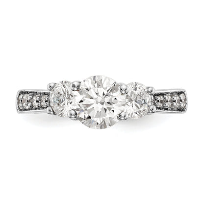 14K Weißgold Dreistein-Verlobungsring mit Diamantimitat