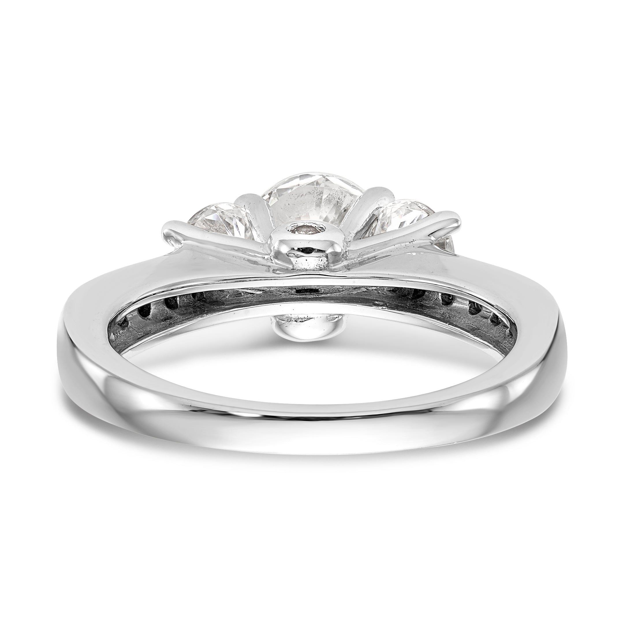 14K Weißgold Dreistein-Verlobungsring mit Diamantimitat