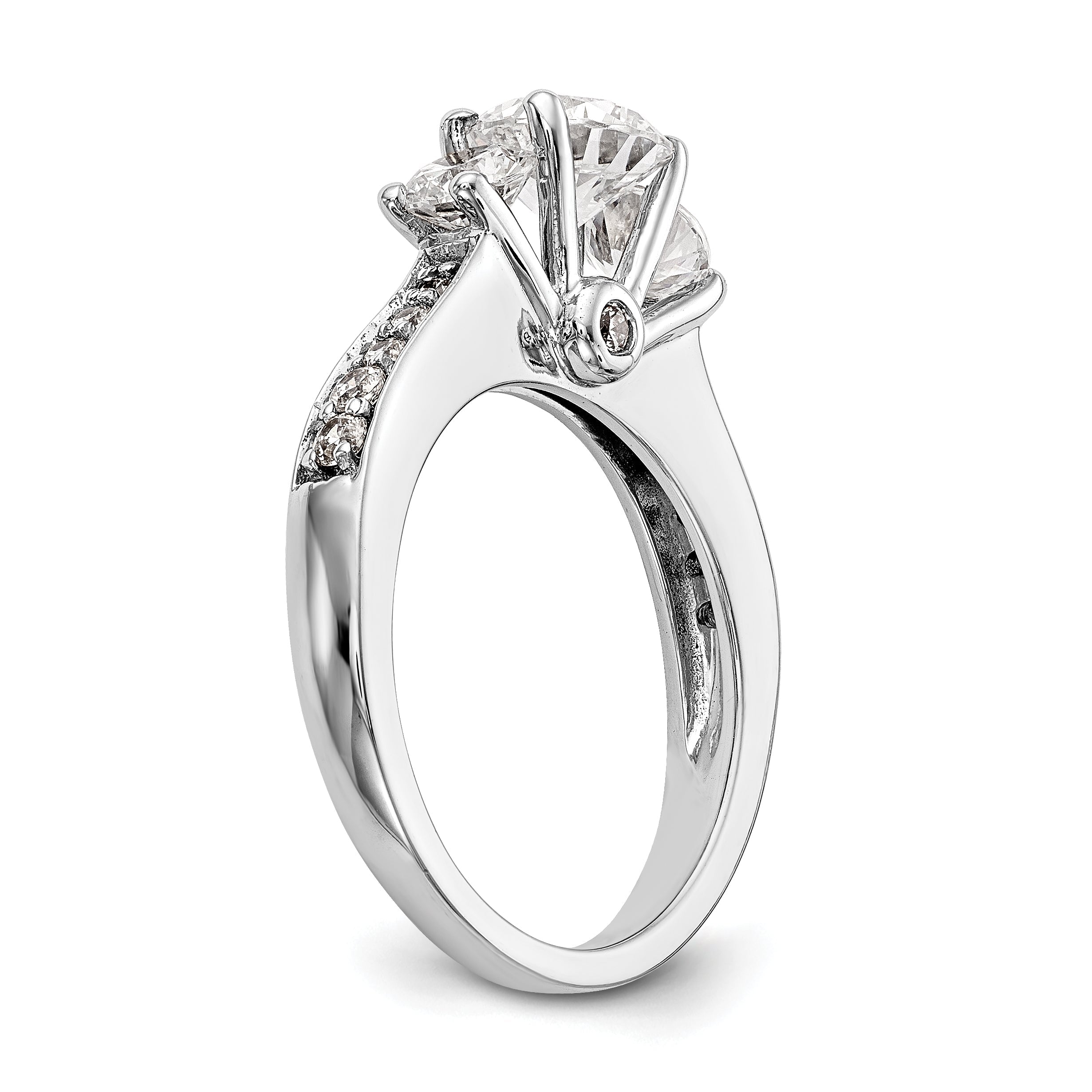 14K Weißgold Dreistein-Verlobungsring mit Diamantimitat