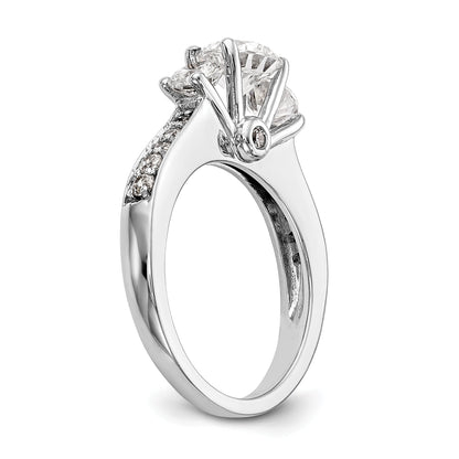 14K Weißgold Dreistein-Verlobungsring mit Diamantimitat