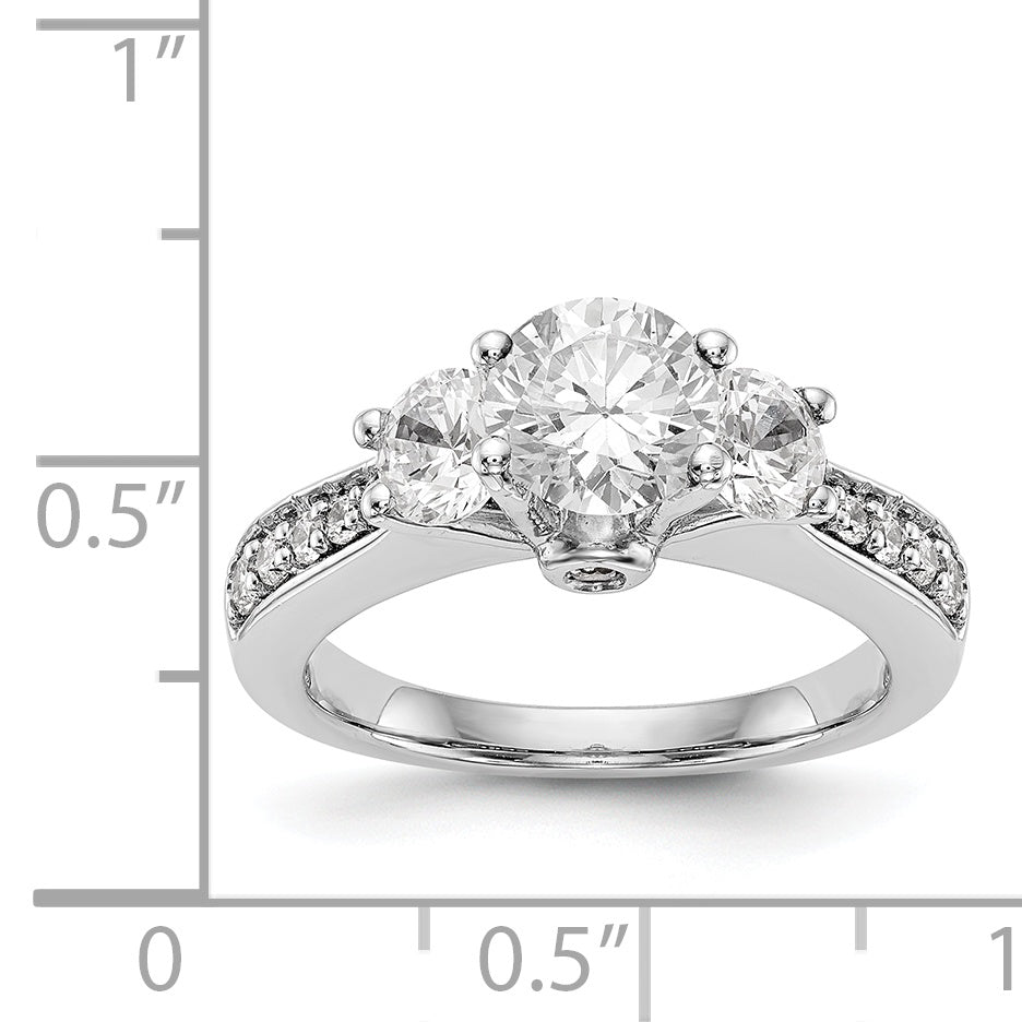 14K Weißgold Dreistein-Verlobungsring mit Diamantimitat