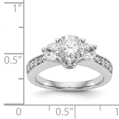 14K Weißgold Dreistein-Verlobungsring mit Diamantimitat