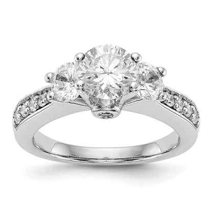 14K Weißgold Dreistein-Verlobungsring mit Diamantimitat