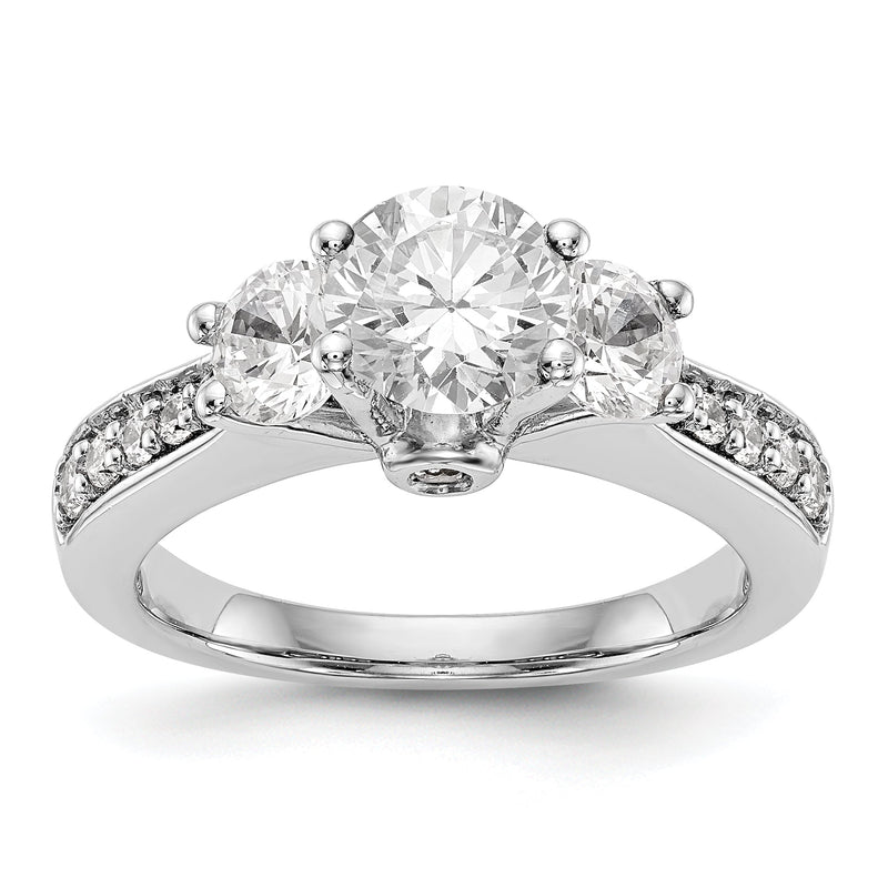 14K Weißgold Dreistein-Verlobungsring mit Diamantimitat