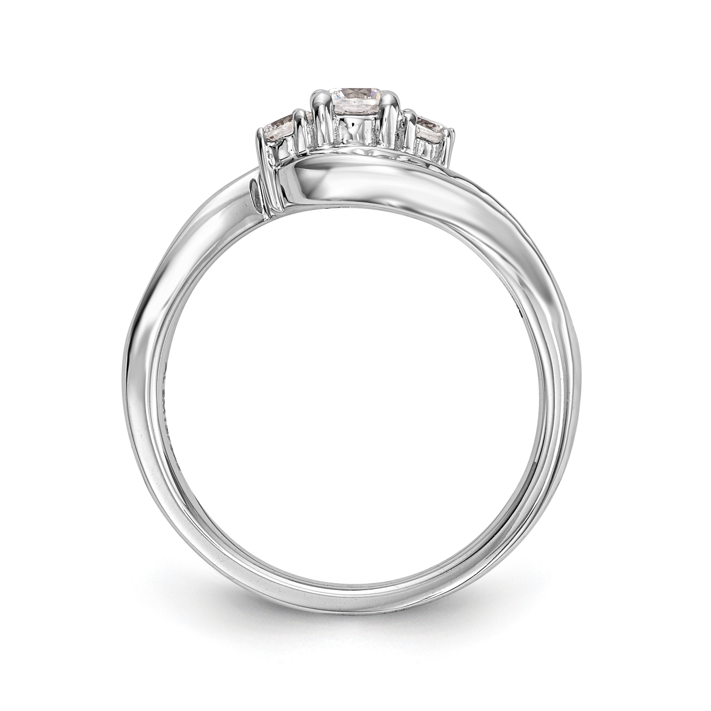 14K Weißgold Verlobungsring mit 3 simulierten Diamanten