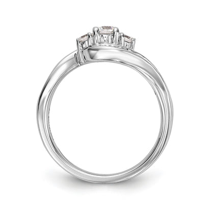 14K Weißgold Verlobungsring mit 3 simulierten Diamanten