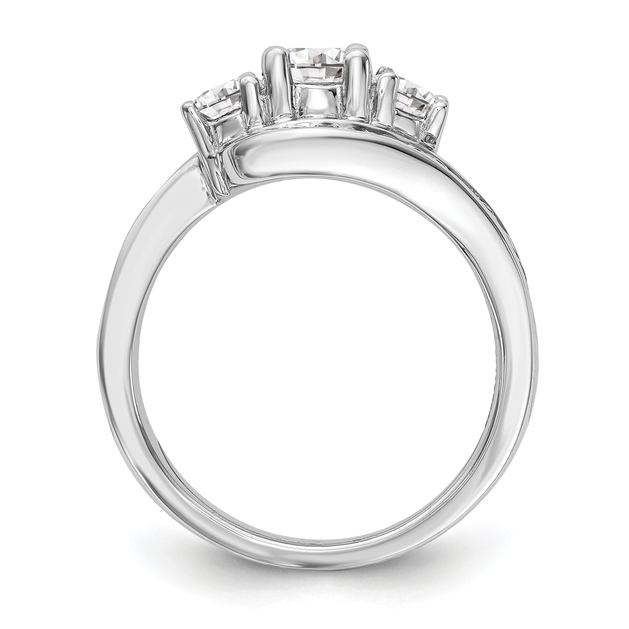 14K Weißgold Verlobungsring mit 3 simulierten Diamanten