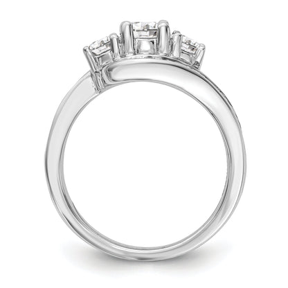14K Weißgold Verlobungsring mit 3 simulierten Diamanten