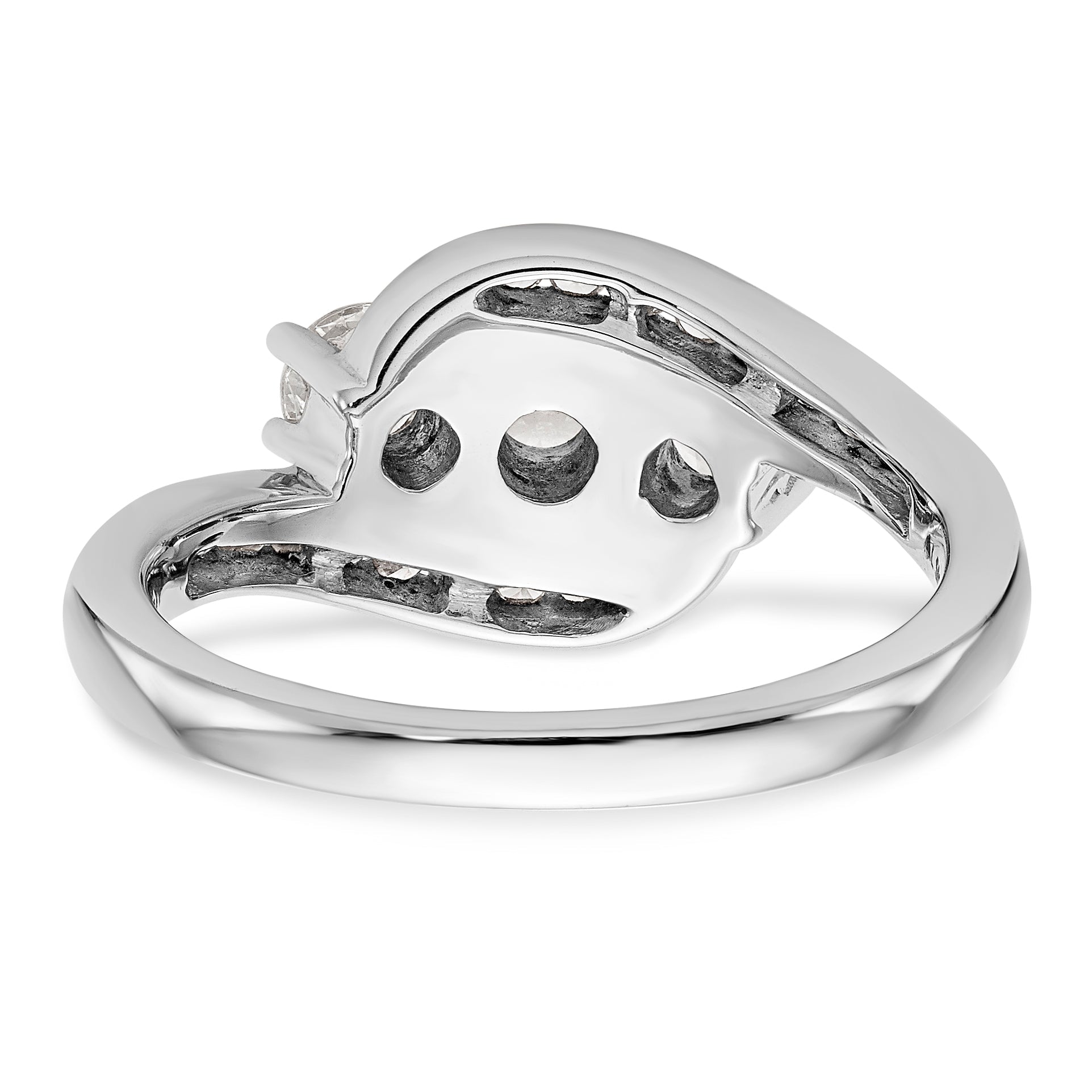 14K Weißgold Verlobungsring mit 3 simulierten Diamanten