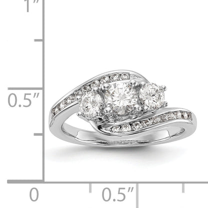 14K Weißgold Verlobungsring mit 3 simulierten Diamanten