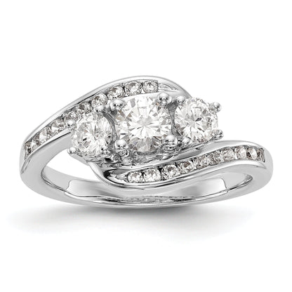 14K Weißgold Verlobungsring mit 3 simulierten Diamanten