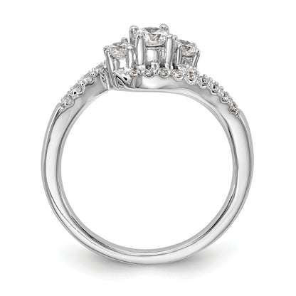 14K Weißgold Verlobungsring mit drei simulierten Diamanten