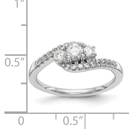 14K Weißgold Verlobungsring mit drei simulierten Diamanten