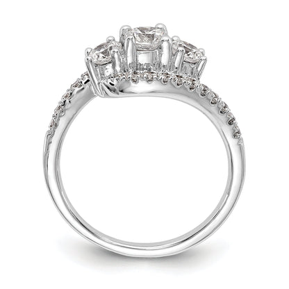 14K Weißgold Verlobungsring mit 3 simulierten Diamanten