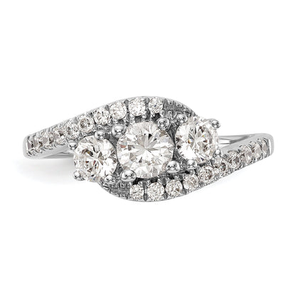 14K Weißgold Verlobungsring mit 3 simulierten Diamanten