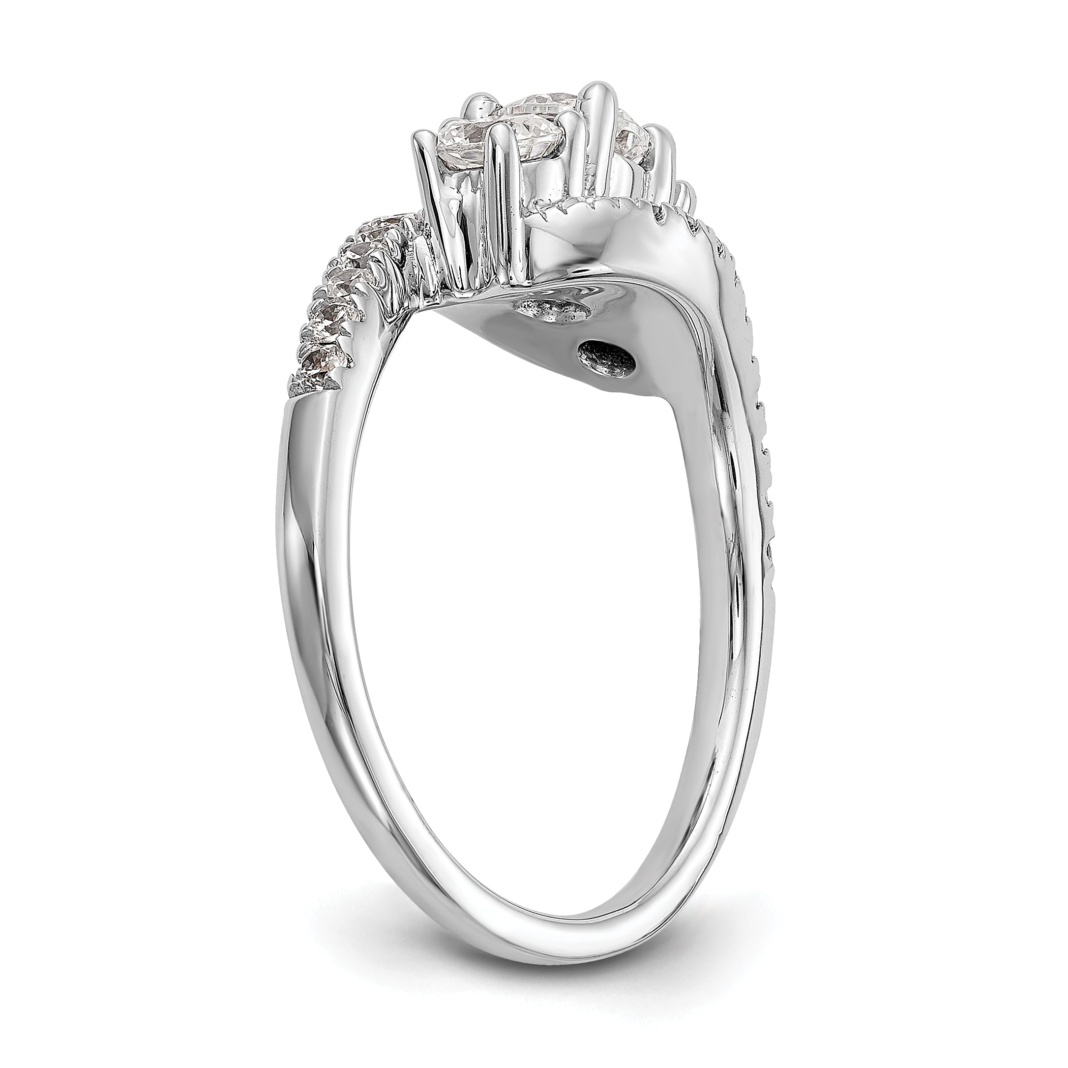 14K Weißgold Verlobungsring mit 3 simulierten Diamanten