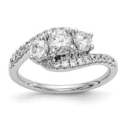 14K Weißgold Verlobungsring mit 3 simulierten Diamanten