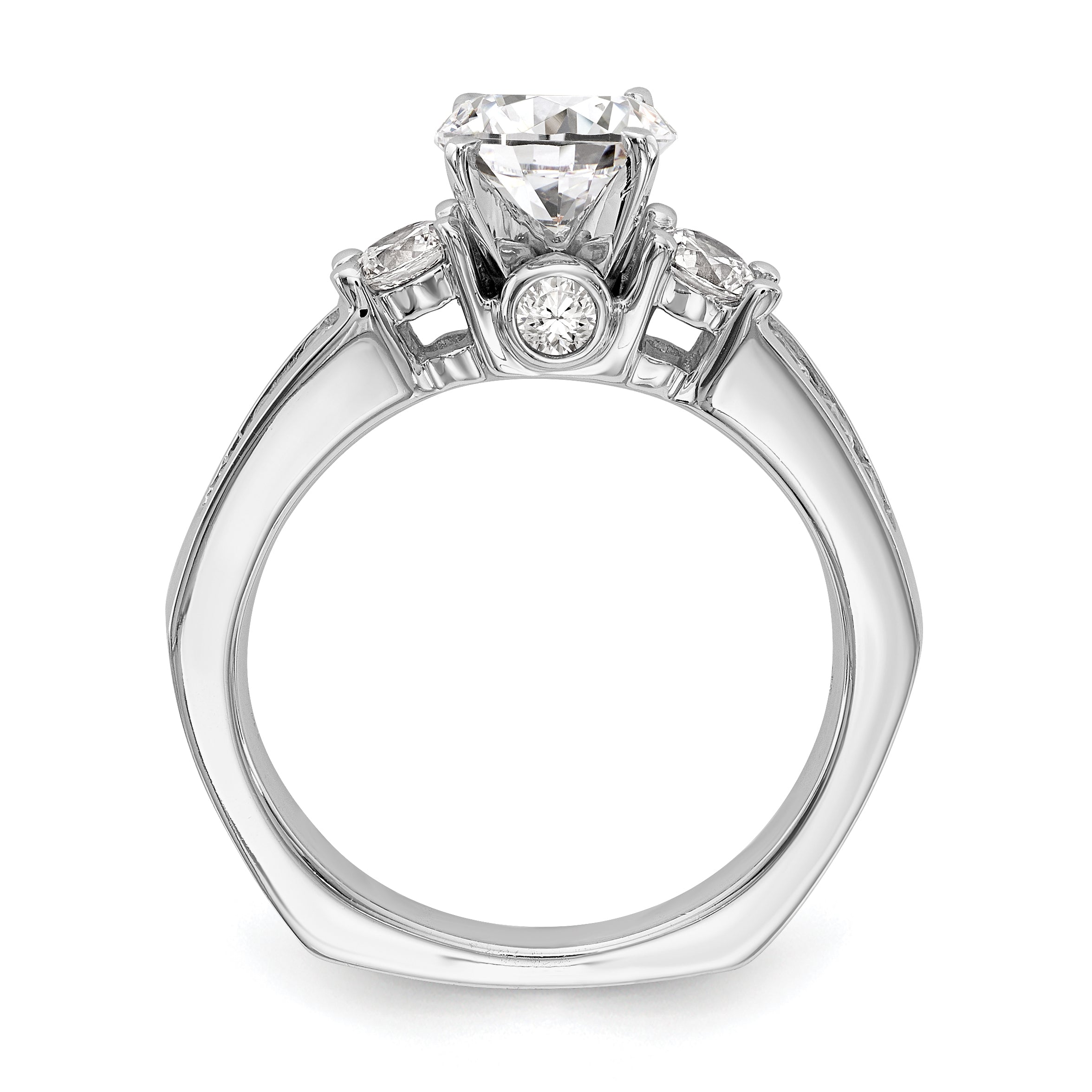 14K Weißgold Verlobungsring mit 3 simulierten Diamanten