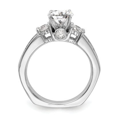 14K Weißgold Verlobungsring mit 3 simulierten Diamanten