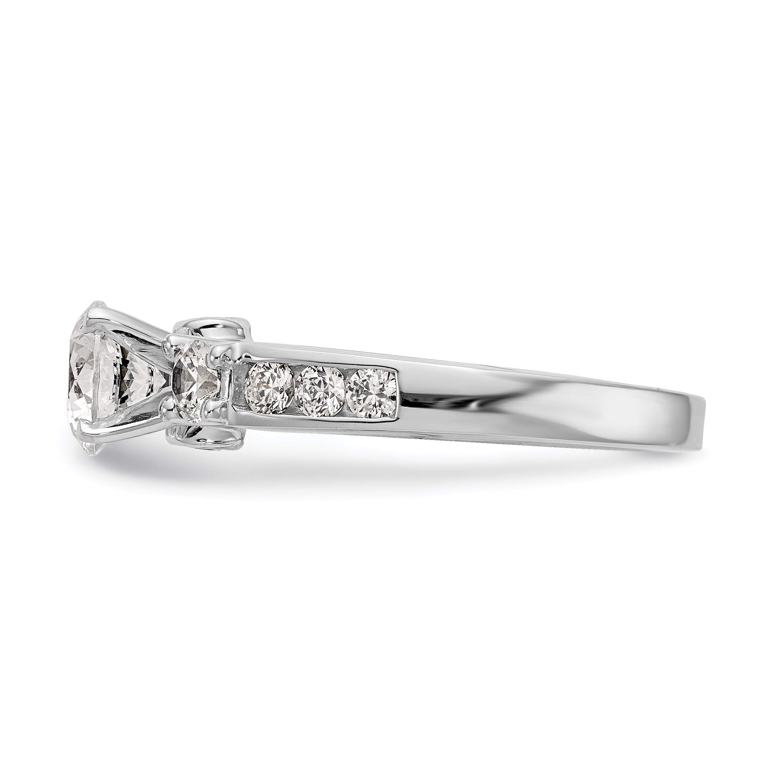 14K Weißgold Verlobungsring mit 3 simulierten Diamanten