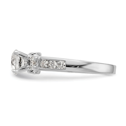 14K Weißgold Verlobungsring mit 3 simulierten Diamanten