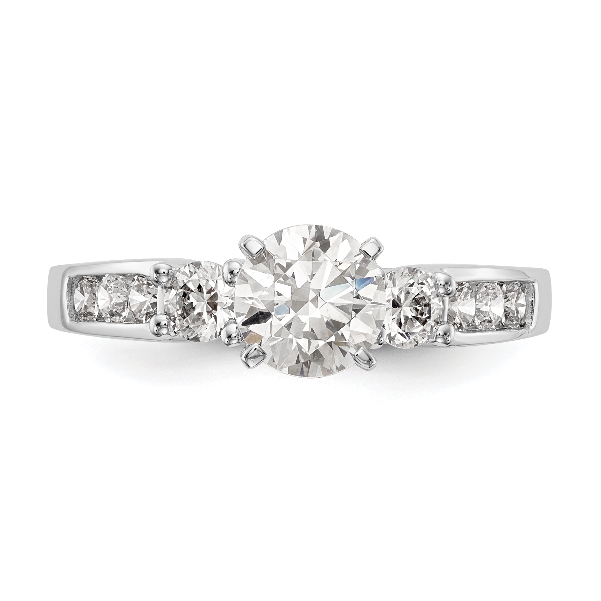 14K Weißgold Verlobungsring mit 3 simulierten Diamanten