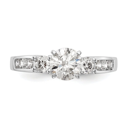 14K Weißgold Verlobungsring mit 3 simulierten Diamanten