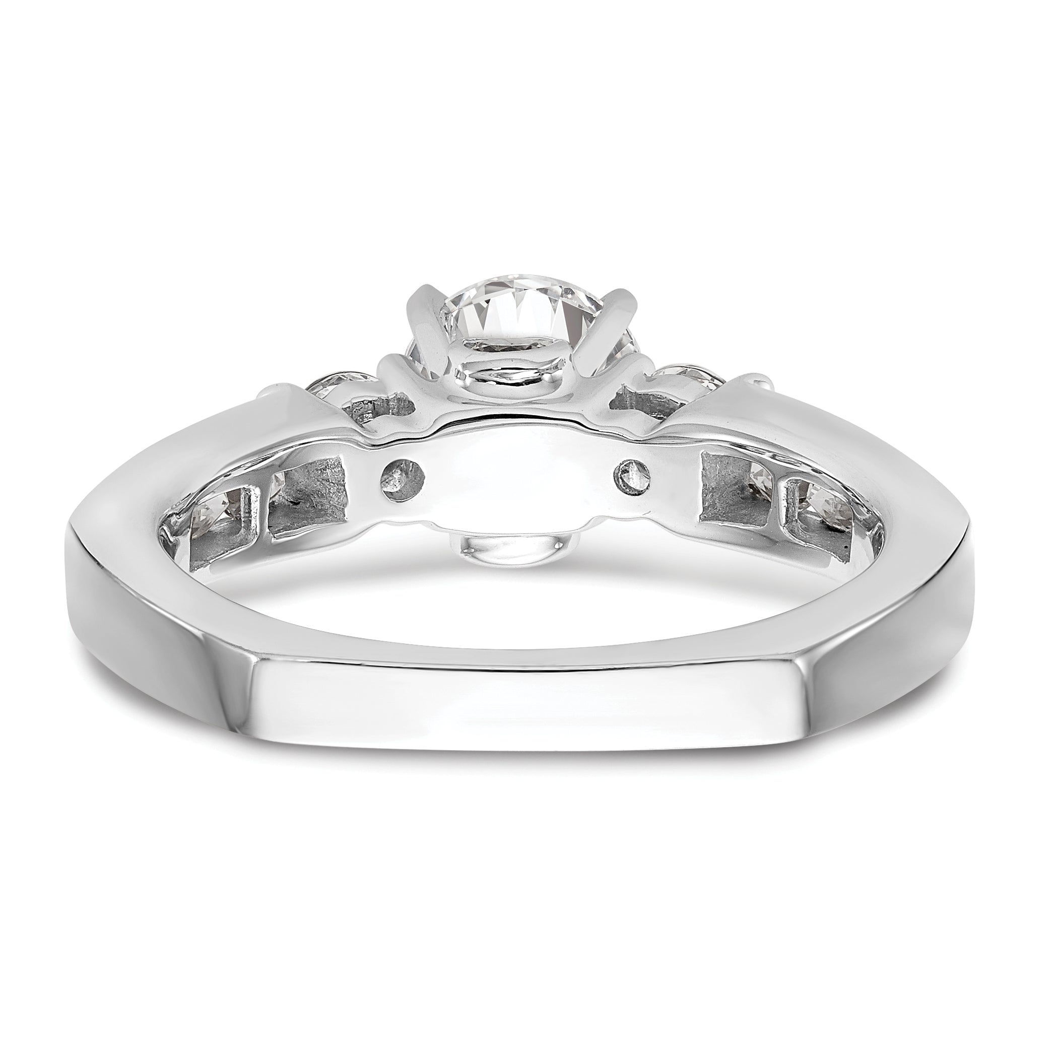 14K Weißgold Verlobungsring mit 3 simulierten Diamanten