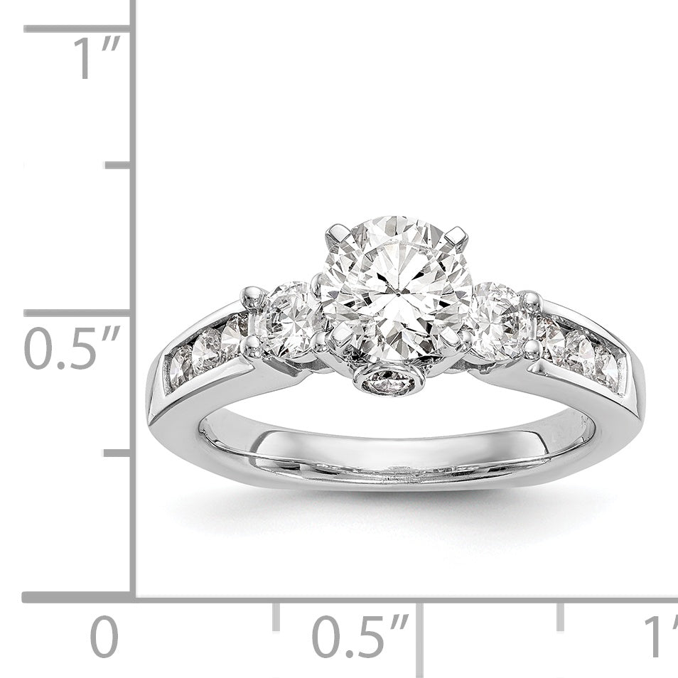 14K Weißgold Verlobungsring mit 3 simulierten Diamanten