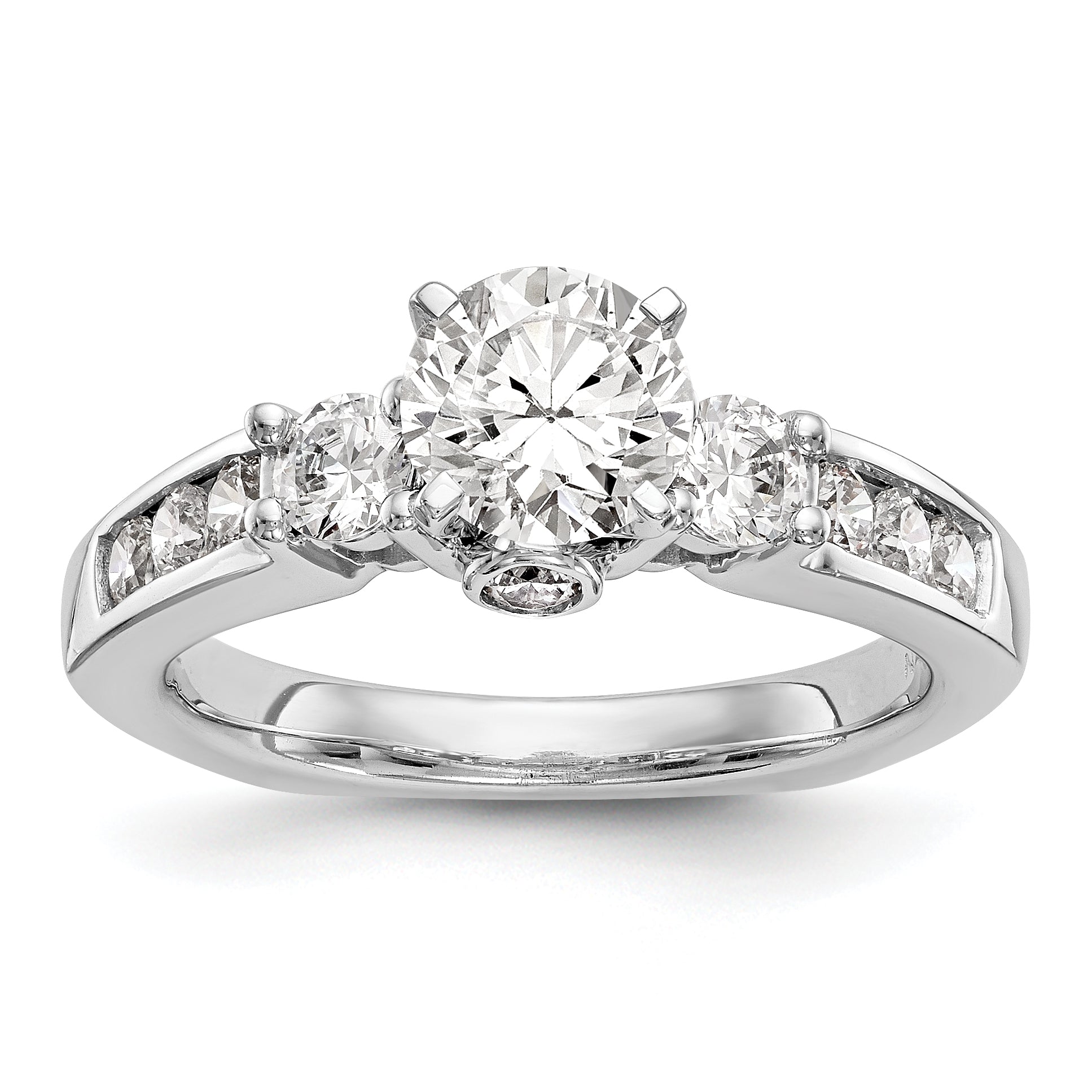 14K Weißgold Verlobungsring mit 3 simulierten Diamanten