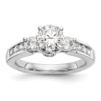 14K Weißgold Verlobungsring mit 3 simulierten Diamanten