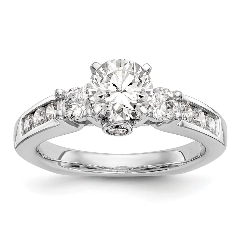 14K Weißgold Verlobungsring mit 3 simulierten Diamanten