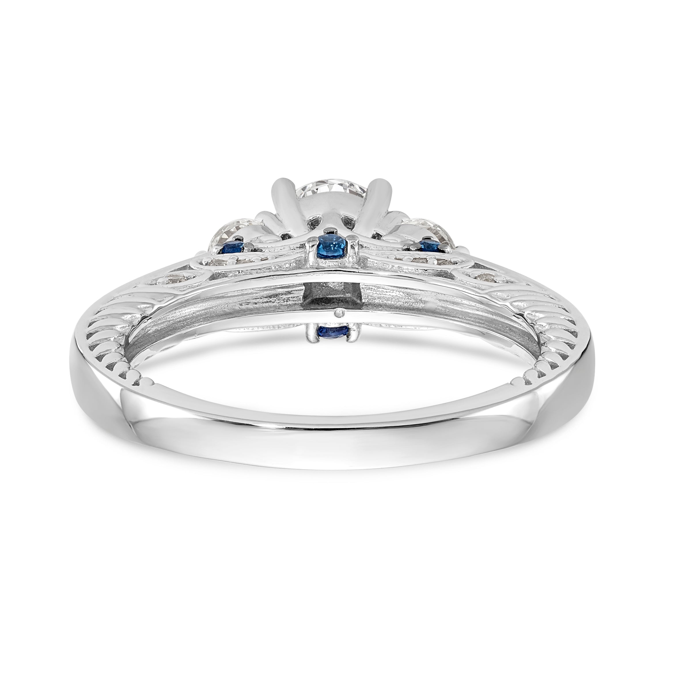 14K Weißgold Verlobungsring mit blauen und weißen simulierten Diamanten
