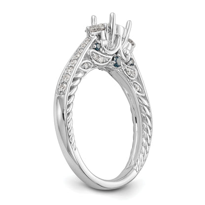 14K Weißgold Verlobungsring mit blauen und weißen simulierten Diamanten
