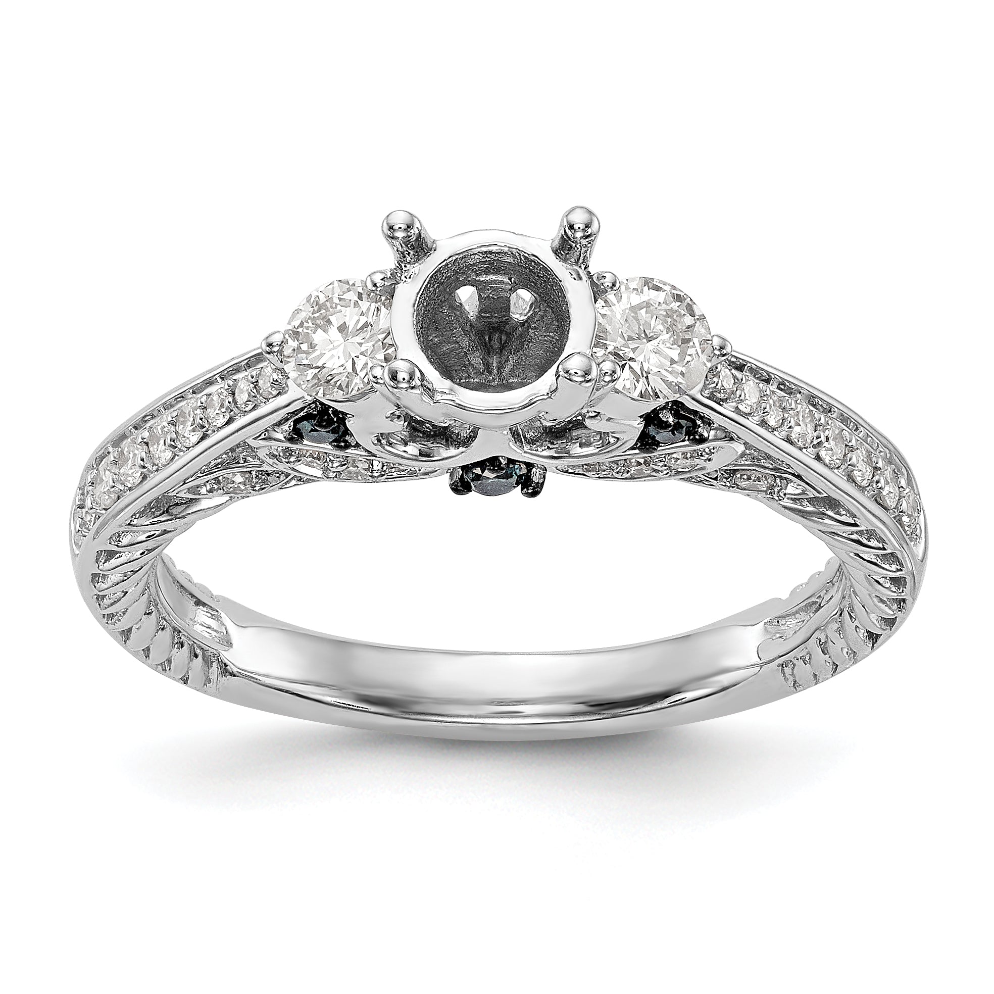 14K Weißgold Verlobungsring mit blauen und weißen simulierten Diamanten