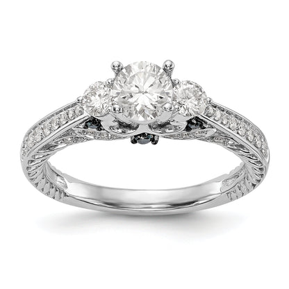 14K Weißgold Verlobungsring mit blauen und weißen simulierten Diamanten
