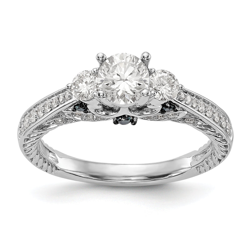 14K Weißgold Verlobungsring mit blauen und weißen simulierten Diamanten
