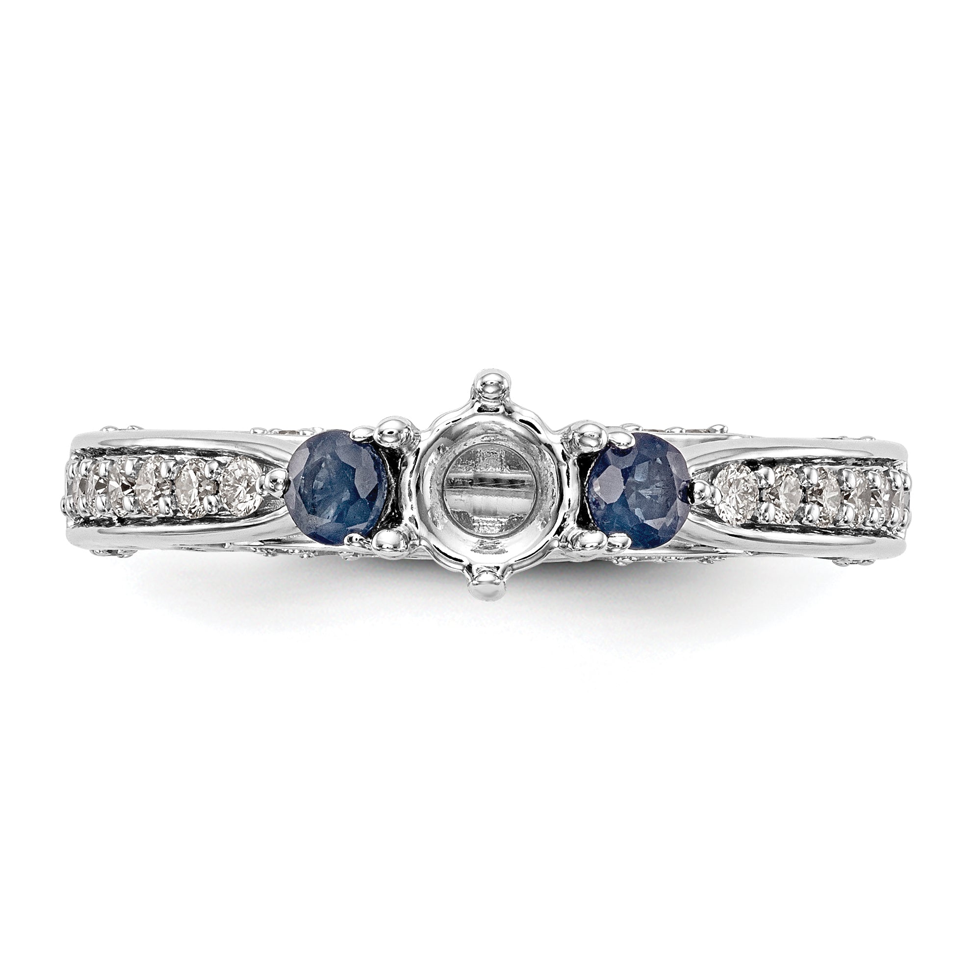 14K Weißgold Verlobungsring mit simuliertem Diamanten und Saphir