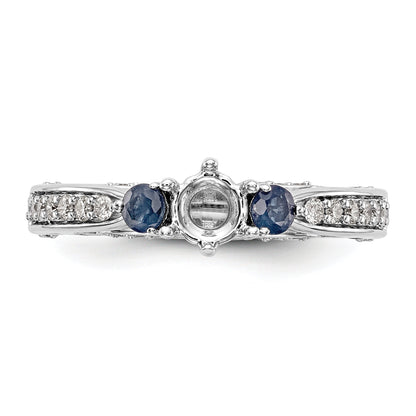 14K Weißgold Verlobungsring mit simuliertem Diamanten und Saphir