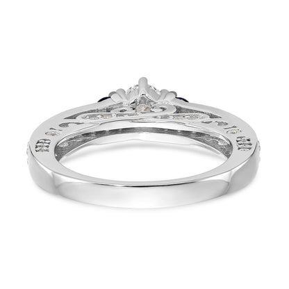 14K Weißgold Verlobungsring mit simuliertem Diamanten und Saphir